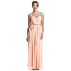 New! ADRIANNA PAPELL Women's Sequin Rhinestone Gown Dress Size 4 Color Blush
